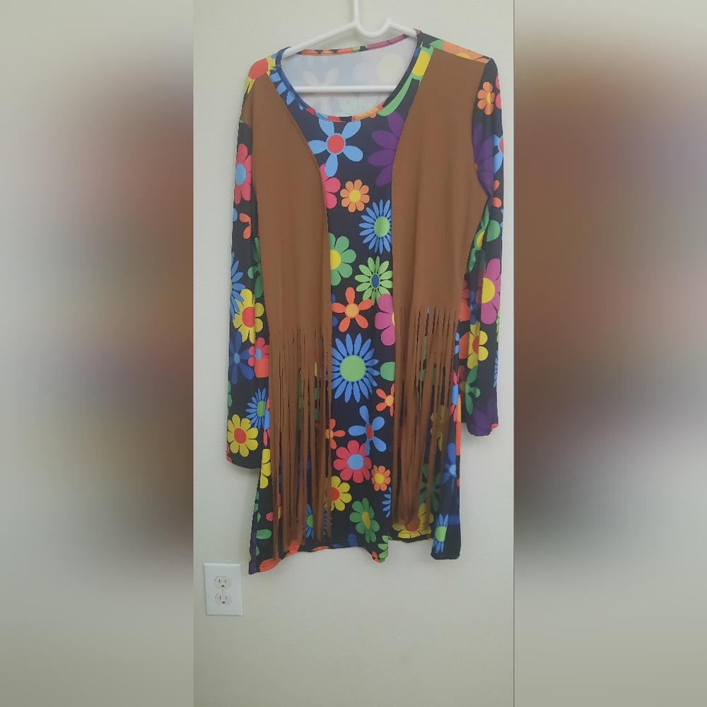 Floral Fringe Women's Dress Hippie For HALLOWEEN